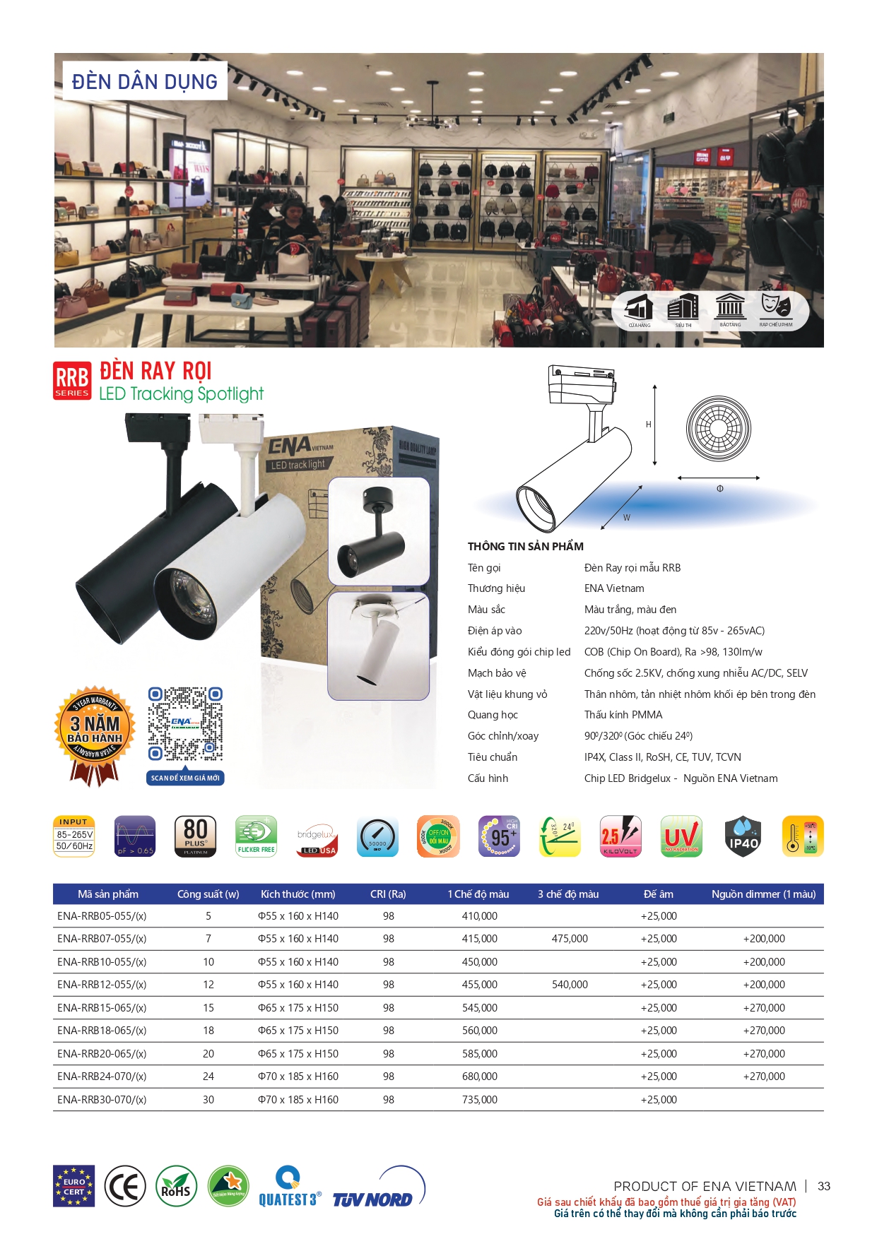 Bảng giá đèn led Ena 2026